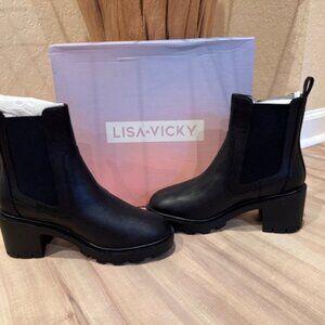 Lisa Vicky Jolt-V Black Chunky Heel Boot NIB